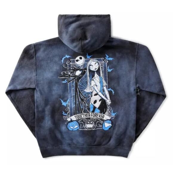 Disney Nightmare Before Christmas Jack Skellington Sally Tie Dye Hooded Sweater - Picture 2 of 7